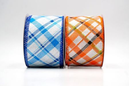 Diagonal Crisscross Plaid Wired Ribbon_KF9968.KF9969